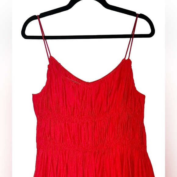 NEW Madewell Red Textured V-Neck Valentine’s Day Midi Dress with Pockets, Medium - Picture 9 of 15